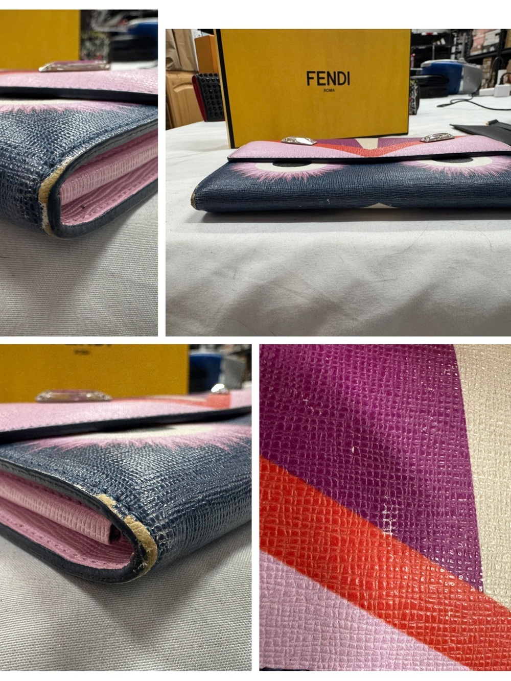 Fendi Pink & Purple Leather Monster Wallet with Box - Picture 5 of 11